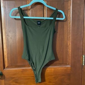 Nude tank top bodysuit olive green